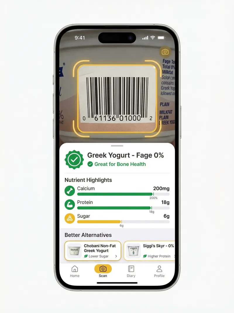 Scanning a product barcode in the Balance Bags app